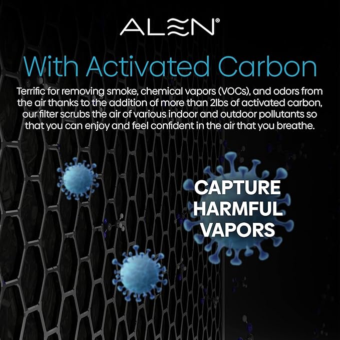 Alen 45i & Flex Replacement Air Filter, VOC & Smoke, B4- VOC/Smoke H13 True HEPA + Carbon Filter for BreatheSmart 45i & Flex Air Purifier- Captures Dust + VOCs & Wildfire & Cigarette Smoke