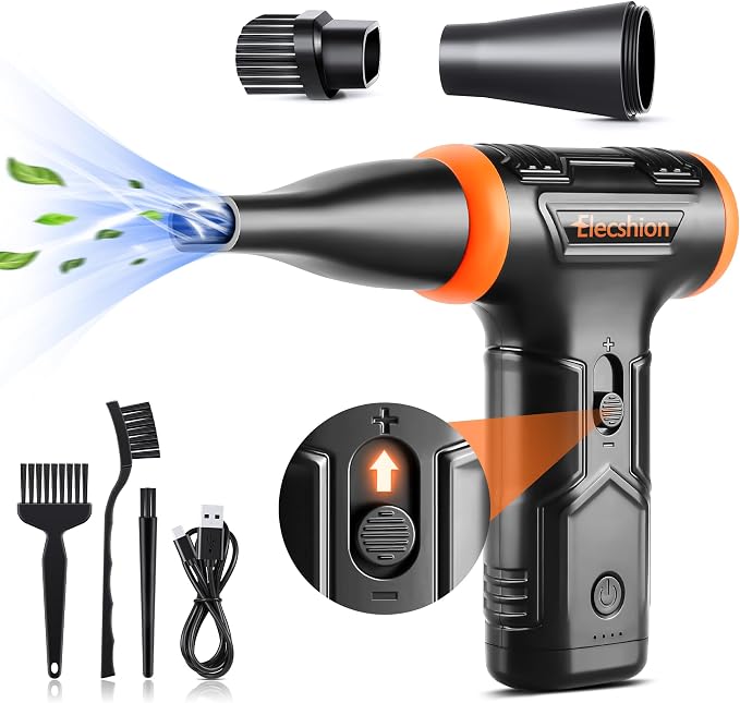 Compressed Air Duster - Electric Air Duster, 50 mph 110000RPM Super Power | Cordless Canned Air Dust Blower for PC/Computer/Blaster/Keyboard/Home, Mini/Variable Speed/Quick Dusting