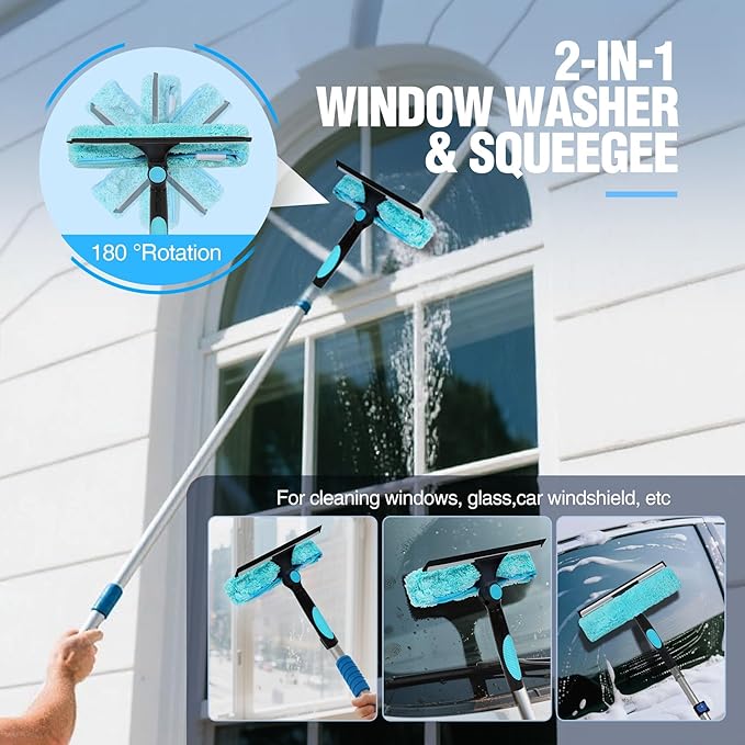 Lineslife Dusters for Cleaning, Microfiber Feather Duster 3-in-1 Kit, Duster, Cobweb Duster, Microfiber Dusters for High Ceilings and Fans, Blinds, Cars and Furniture