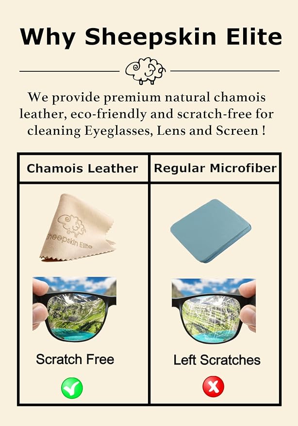 Natural Chamois Leather Eyeglass Cleaning Cloth Camera Lens Cleaning Cloths Screen Cleaning Cloth Glasses Cleaning Cloth Tablets Chamois Cleaning Cloths for Eyeglasses (3 Packs, 2 Large, 1 Small)