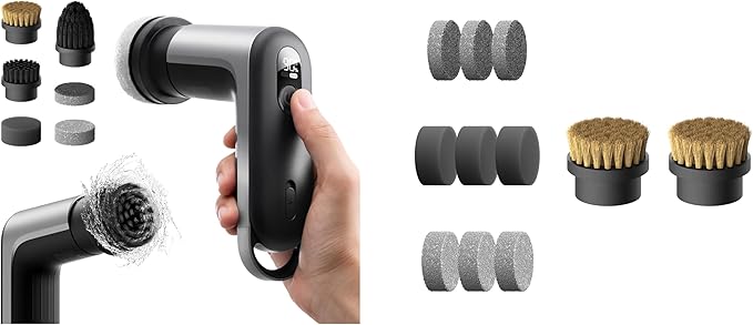 HOTO Grip™ Cordless Electric Spin Scrubber + 9 Pcs Replacement Pads + 2 Pcs Replacement Sisal Brush Heads