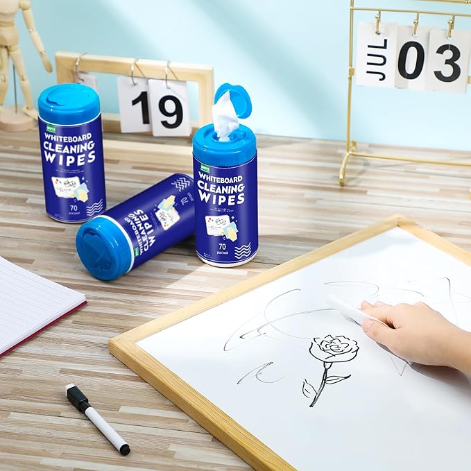6 Pcs Siifert 10 Pack 700 Pcs Whiteboard Cleaning Wipes Disposable Whiteboard Dry Erase Wipes for Cleaning Markers Home Classroom School Office, 4 x 5.5 Inch, 70 Count Per Pack