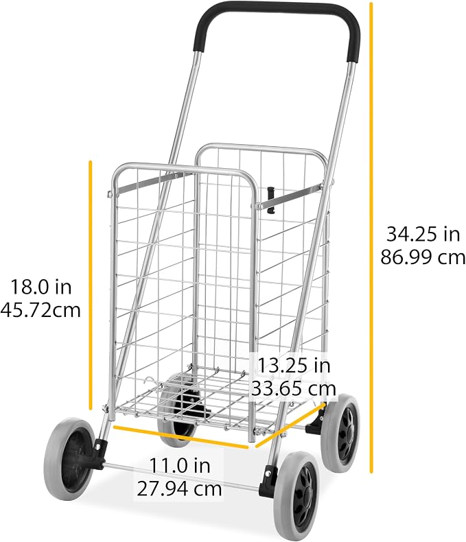 Whitmor Utility Shopping Cart - Durable Folding Design for Easy Storage, Model Number: 6250-4997-2-SIOCA
