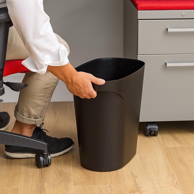 IRIS USA Small Trash Can Wastebasket with Handle, 6 Gallon / 24 Quart, 2-Pack, for Bathroom, Office, Bedroom, Under Sink, Kitchen, Garbage - Black