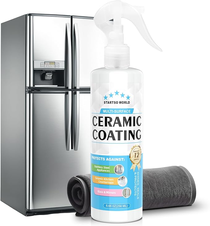 Ceramic Coating Spray – Shine, Seal & Protect Stainless Steel, Glass, Kitchen & Bath – Repels Fingerprints, Water Spots & Grime – Multi-Surface Sealant for Countertops, Sinks & More, 8.66oz