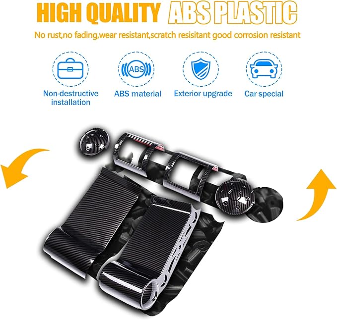 ABS Car Dashboard Side Air Outlet Frame Decorative Panel for Toyota FJ Cruiser (XJ10) 2007-2022 A/C Air Vent Kit Interior Accessories (ABS Carbon fiber)