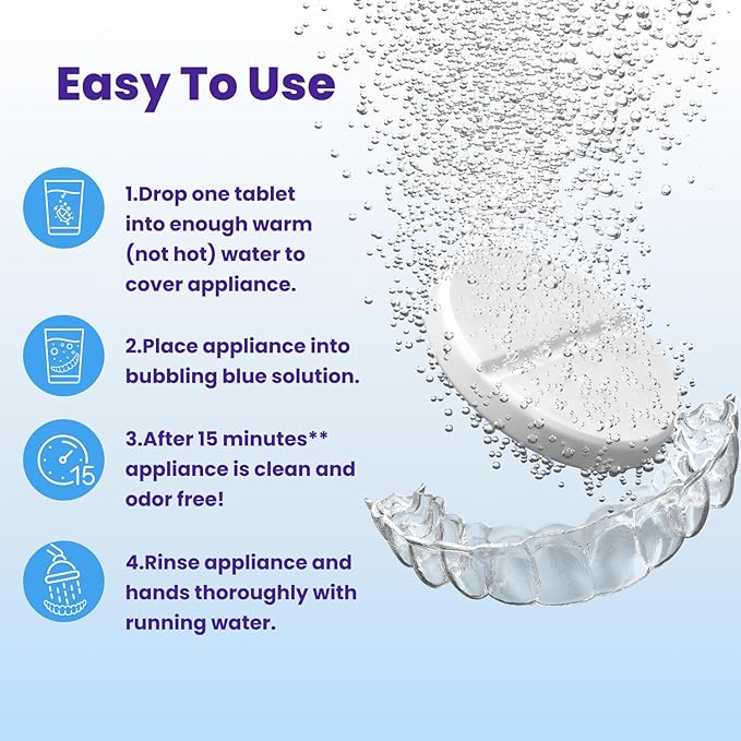 Retainer Brite - Retainer Cleaner Tablets for Invisalign, Mouth Guard Cleaner, Night Guard Cleaning and More. Cleaning Tablets for Ultrasonic Cleaners. 120 Tablets - 4 Month Supply. Made in USA