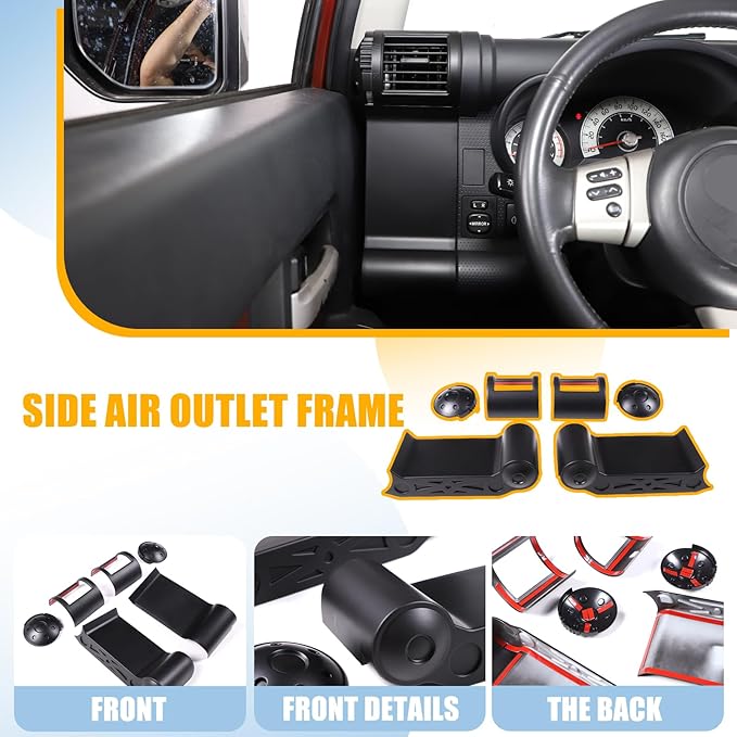 Dashboard Side Air Outlet Frame ABS Car Dashboard Side Air Outlet Frame Decorative Panel for Toyota FJ Cruiser (XJ10) 2007-2022 A/C Air Vent Kit Interior Accessories (Matte black)