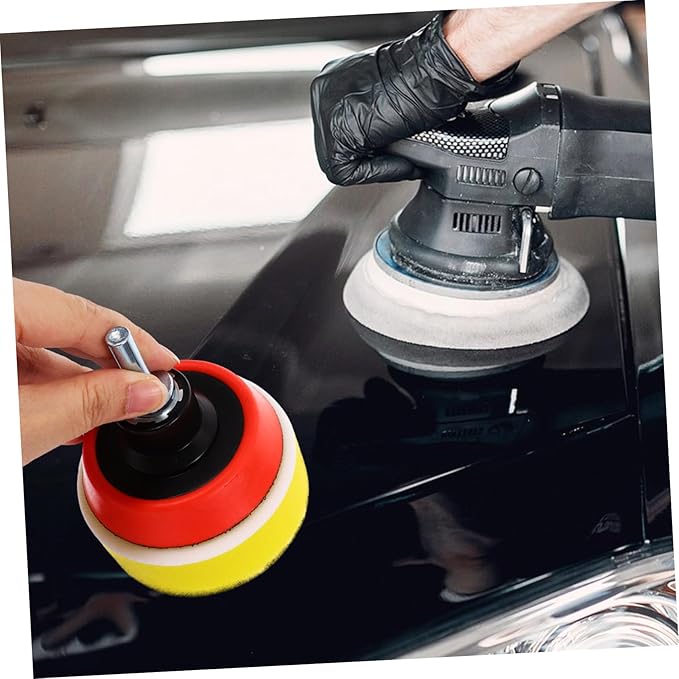 CHILDWEET 1set Car Polishing Sponge Pads and Drill Buffer Attachment Kit for Waxing Self-Adhesive Waxing Wheels Versatile Buffing Pads for Auto Detailing and Home Care