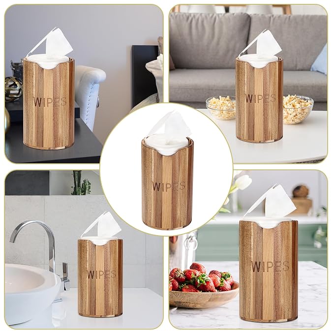 KoKone Wooden Wipes Dispenser Compatible for Clorox Lysol, Farmhouse Wipes Canister Holder Cleaning Wipe Dispenser Container, Decorative Wood Wipes Dispenser Keeper for Kitchen Bathroom Office