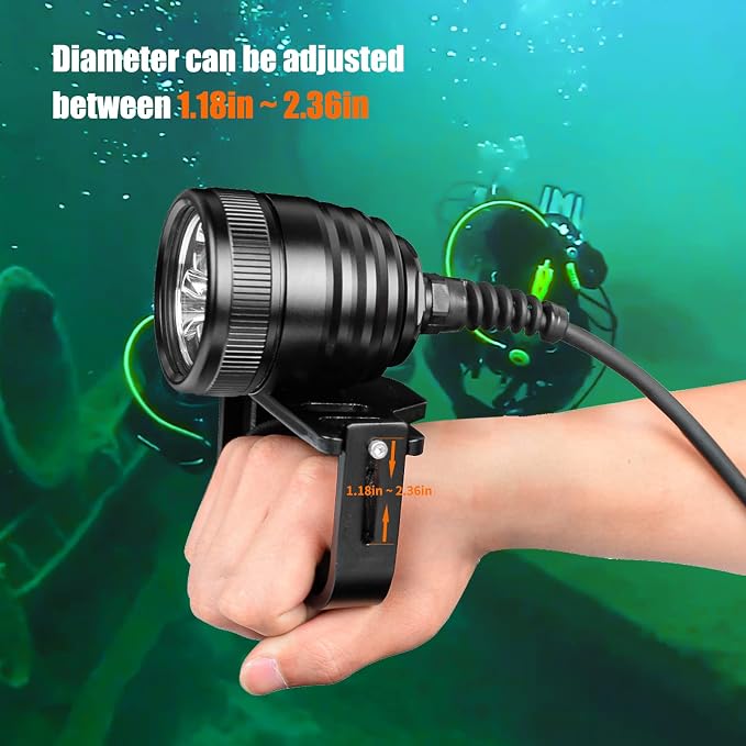 WD70 Canister Dive Light - 3000 Lumens Ultra-Bright Technical Diving Flashlight Kit with Adjustable Goodman Handle, 5 Light Modes for Underwater Cave, Wreck, and Deep Sea Diving