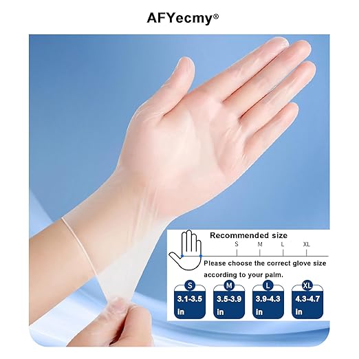 Clear Vinyl Gloves, Powder-Free & Latex-Free, Disposable Clear Gloves, Cleaning Gloves,5 Mil, 100 Count, Large