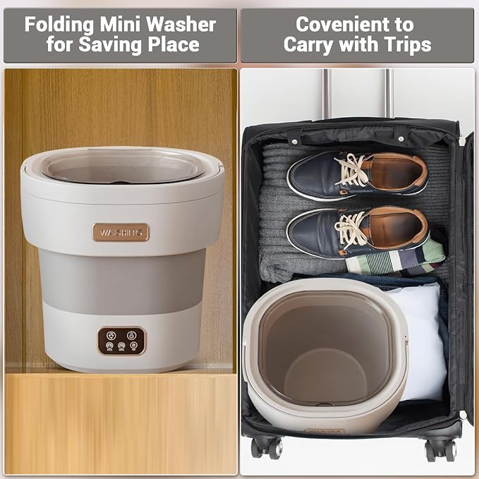 Portable Washing Machine, Mini Washer 12L Upgraded Large Capacity Foldable Washer Deep Cleaning of Underwear Baby Clothes and Other Small Clothes for Apartments Dormitories Hotels