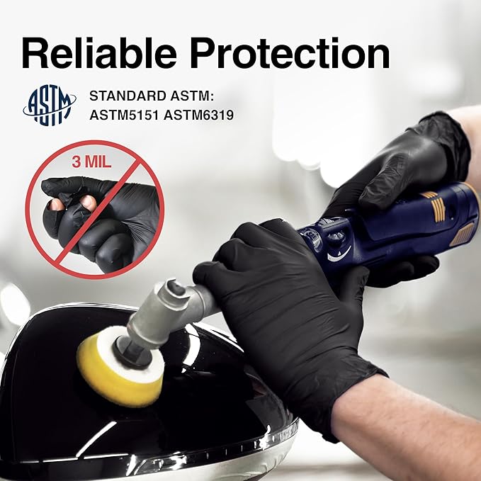Schneider Black Nitrile Exam Gloves, 5 Mil Disposable Gloves, Latex Free & Powder Free, for Medical, Cleaning, Food Prep
