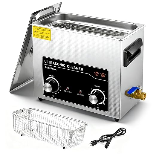 Commercial Ultrasonic Cleaner with Knob, 6L Professional Ultrasonic Cleaner, 40kHz with Heater and Timer for Tools, Jewelry, Watches, Glasses, Dentures, and Small Metal Parts