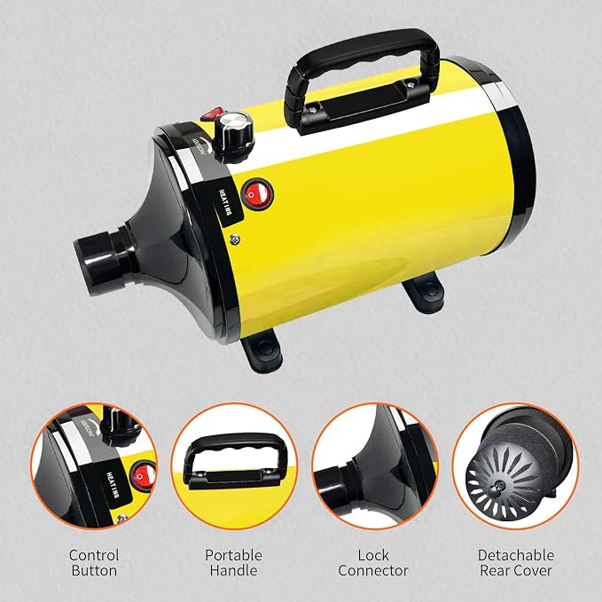 Dog Dryer,High Velocity Professional Dog Grooming Dryer,Adjustable Temperature and Speed with 4 Different Nozzles