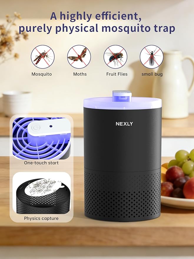 NEXLY MK029 Bug Zapper Trap Indoor in Home Mosquito Zapper Mosquito Killer Fruit Fly Traps Flying Insects Zappers Gnats House Energy Conservation UVA Zapper for Bedroom Livingroom Kitchen Basement