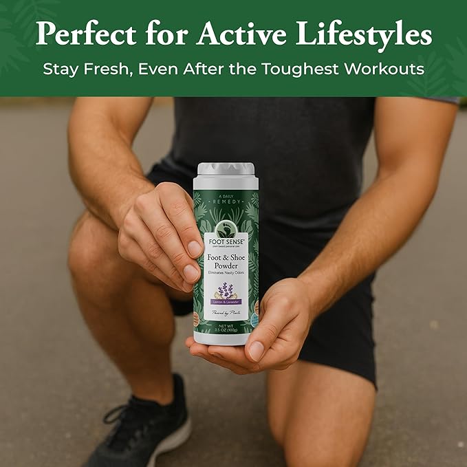 FOOT SENSE All Natural Foot & Shoe Powder, Foot Odor Eliminator for Long-Lasting Odor Control Lasts up to 6 Months, Deodorizes, Safe for Men, Women, Kids, Athletes, 100g