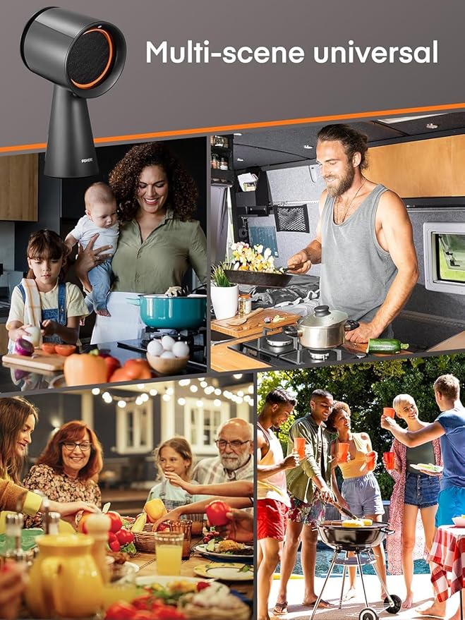 FOHERE Portable Range Hood, Powerful 3-Speed Suction Desktop Compact Range Hood, Detachable Aluminum Carbon Filter, Desktop Kitchen Exhaust Fan with Large Oil Collection Cup