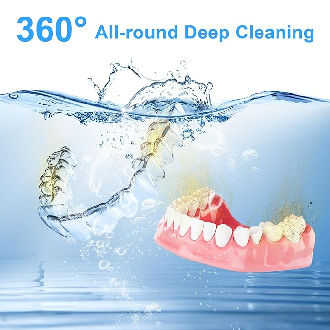 Ultrasonic Retainer Cleaner,50kHz Ultrasonic Denture Cleaner Machine for Aligner, Night guard, Braces, Jewelry and More 300ML Pod(White)