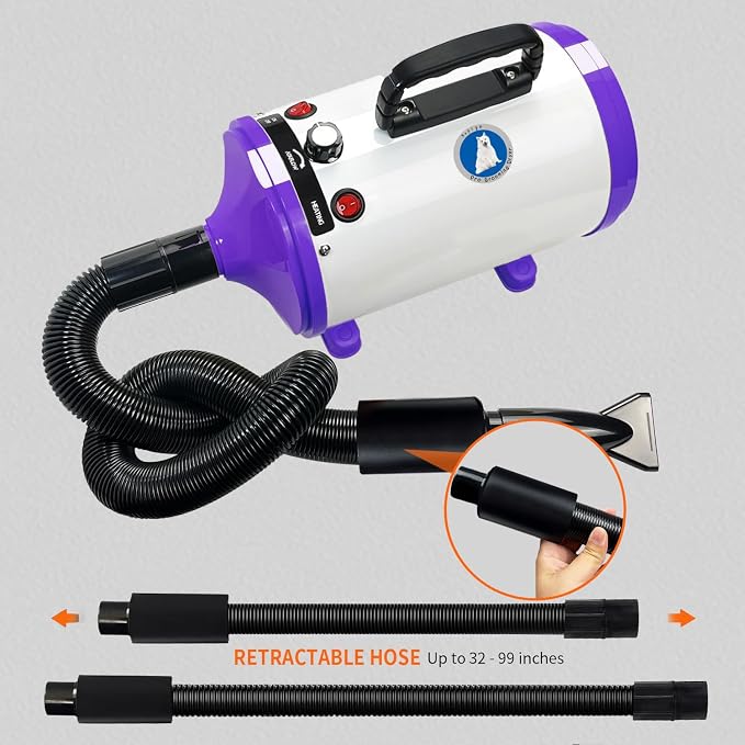 Dog Dryer,High Velocity Professional Dog Grooming Dryer,Adjustable Temperature and Speed with 4 Different Nozzles