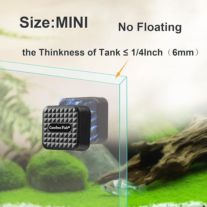 Carefree Fish Aquarium Mini Magnetic Cleaner for Glass Fish Tank Tiny Algae Scraper Not Floating