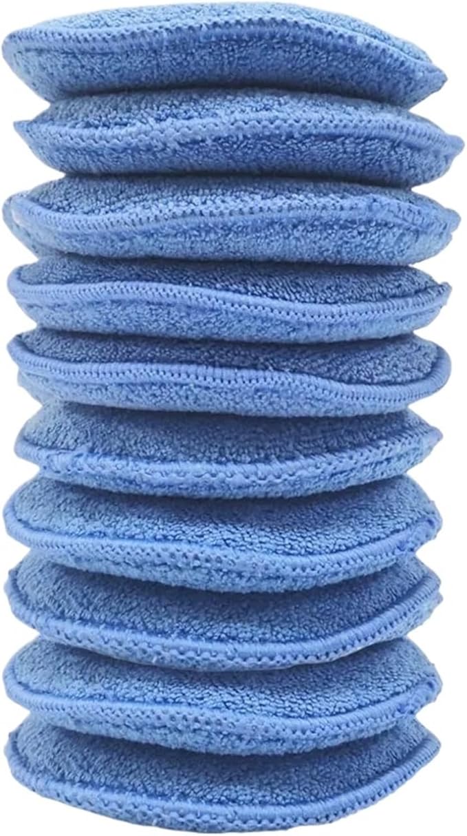 Car Polishing Waxing Sponges Pad 5 Inch 125mm Microfiber Round Motorcycle Auto Wax Applicator Polish Foam Sponges Cleaning Tools(Blue 10pcs)