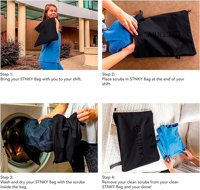 STNKY Bag Pro - Laundry Bags With Zips, Handles and Internal Mesh Bag for Travel, Yoga, Healthcare, Gym Kit, Laundry (Standard, Black)