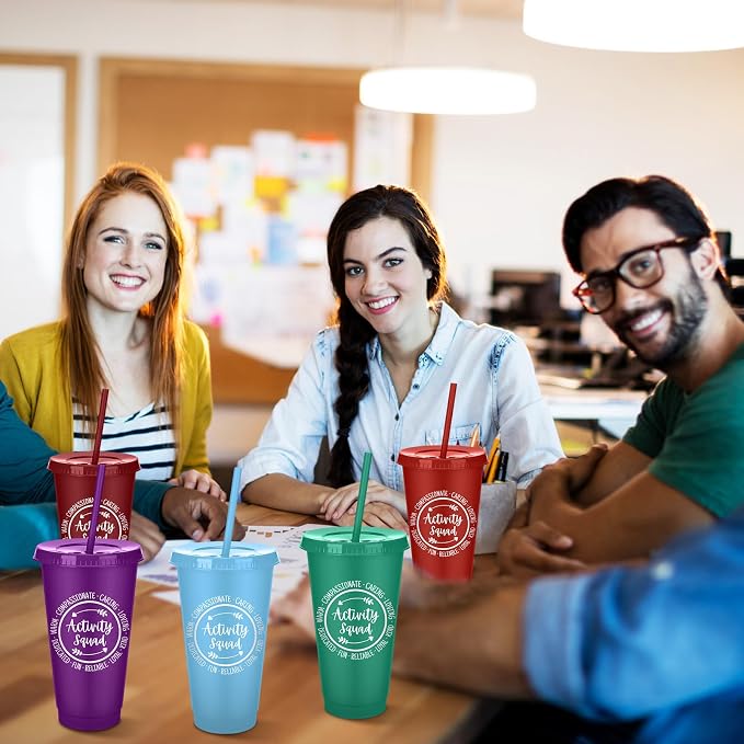 Meanplan 24 Pcs Activity Professionals Gifts Bulk for Nurses Week 24 oz Plastic Tumbler with Lids and Straws Activity Squad Cups Travel Mugs Inspirational Nurses Gifts for Assistant Director Supplies