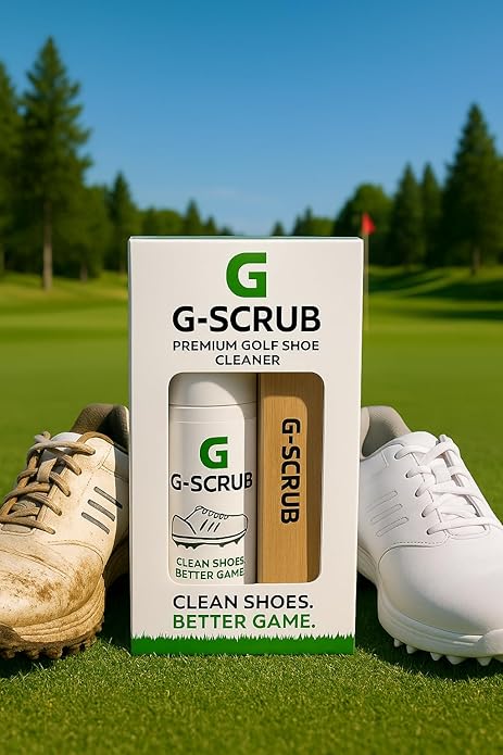 G-SCRUB Shoe Cleaner Kit – Premium Golf Foaming Solution & Brush – Removes Dirt & Grass Stains – Safe on Leather, Mesh & Synthetic – Made in USA