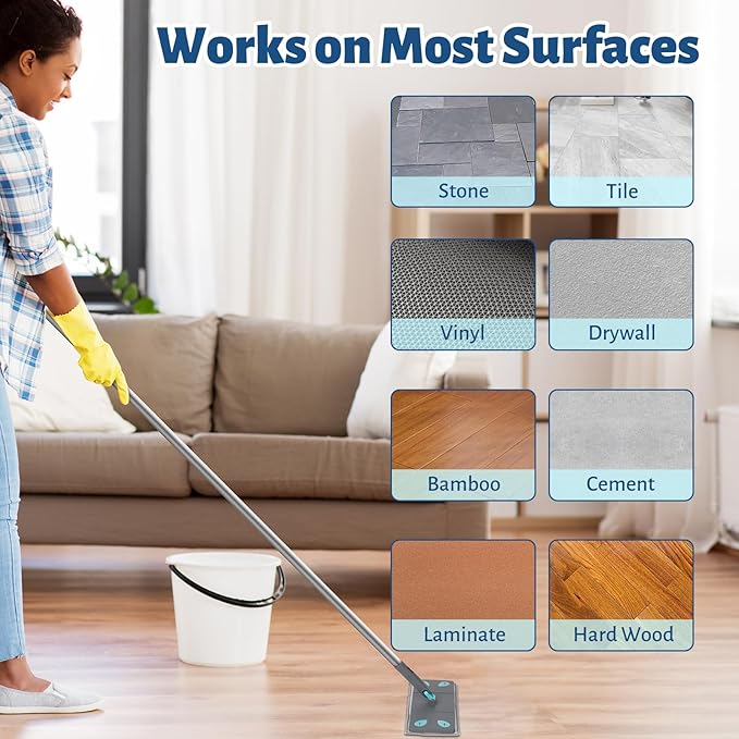 3-in-1 Detachable Broom and Mop Set Combo, Grey | Collapsible Design, Extension Pole, Window Squeegee, For House, RV Camping, Home, Dorm