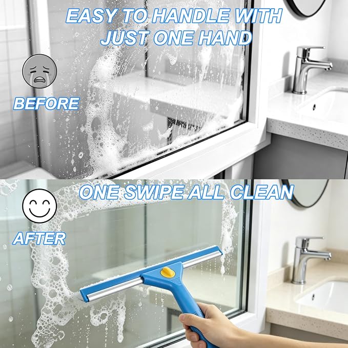 76“Professional Squeegee Window Cleaning Kit with Extension Pole,Window Cleaning Kit,Window Washing Tool for Indoor Outdoor Windows & Car Glass Easy to use, Great for high-Rise Hard-to-Reach Windows