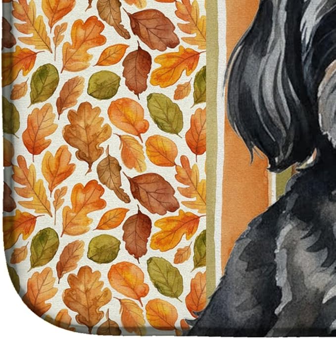 Caroline's Treasures Black Lhasa Apso Heirloom Fall Dish Drying Mat Absorbent Dish Drying Mat Pad for Kitchen Counter Dish Drainer Mat for Countertop, 14 x 21", Multicolor