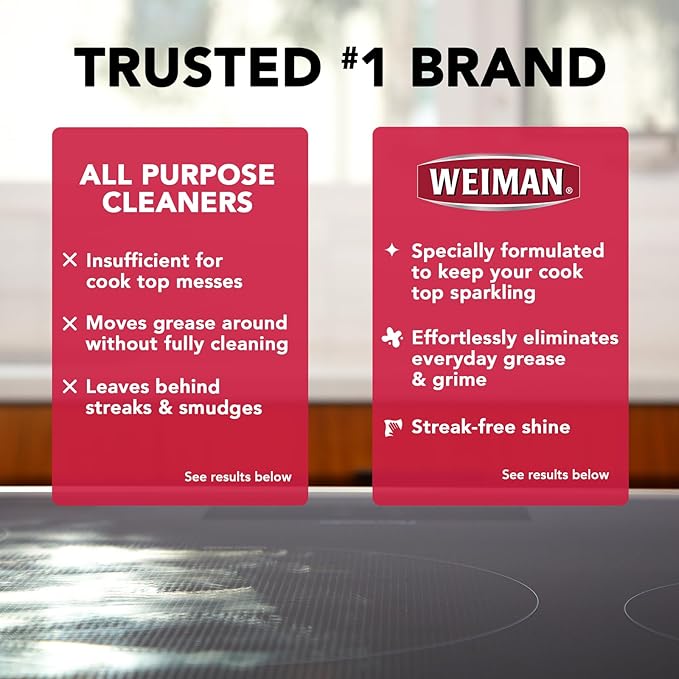 Weiman 6-Pack Cooktop Cleaning Spray – Cooktop & Oven Cleaner for Streak & Residue Free - Non-Abrasive Degreaser Safe for Glass & Ceramic