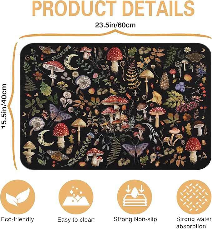 Kitchen Countertop Dish Drying Mat,Super Absorbent Coffee Bar Mat for Maker Espresso Machine, Anti-Slip Accessories for Kitchen Countertops 23x15 Inch