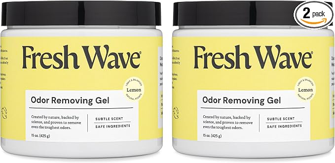 Fresh Wave Lemon Odor Removing Gel, 15 oz., Pack of 2 - Safer Odor Absorbers for Home, Natural Plant-Based Odor Eliminator, Every 15 oz. lasts 30-60 Days, For Cooking, Trash & Pets