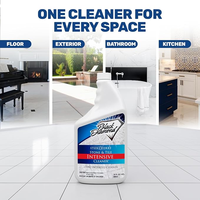 Black Diamond Stoneworks Stone & Tile Intensive Cleaner – Professional Deep Cleaner for Marble, Limestone, Travertine, Granite, Slate, Ceramic & Porcelain Tile – Acid-Free Concentrate (1-Qt.)