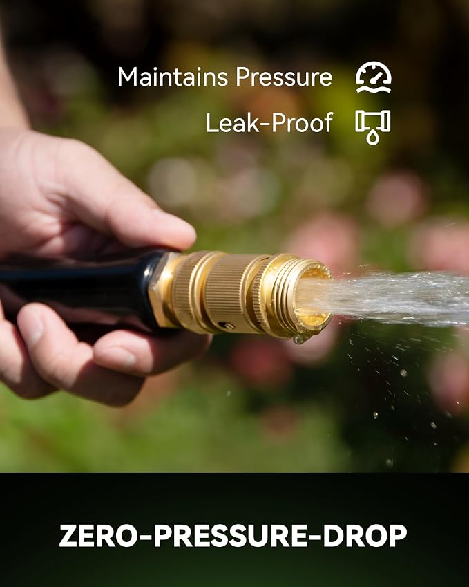 RainPoint Spray Nozzle & Quick Connector Combo | Effortless 8-Mode Zinc-Brass Garden Set