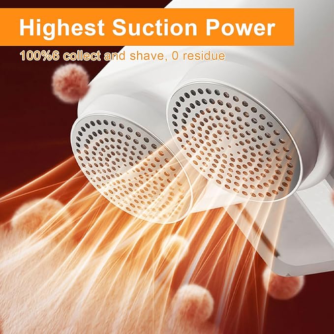 Dual-Head Electric Fabric Shaver & Lint Remover - 6 Leaf Blades, 3 Modes, Rechargeable Battery for Clothes, Couch, Furniture - Defuzzer with Long-Lasting Power