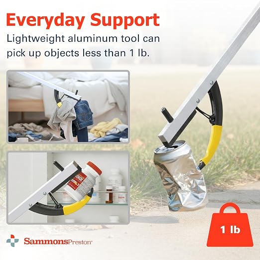Sammons Preston Reacher, 32" Lightweight Grabber Reacher Tool with Magnetic Tip, Ergonomic Grip & Claw Jaw, Portable Reaching Aid for Seniors, Daily Living & Home Use, Standard Silver