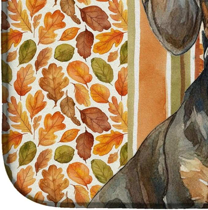 Caroline's Treasures Wirehaired Wild Boar Dachshund Heirloom Fall Dish Drying Mat Absorbent Dish Drying Mat Pad for Kitchen Counter Dish Drainer Mat for Countertop, 14 x 21", Multicolor