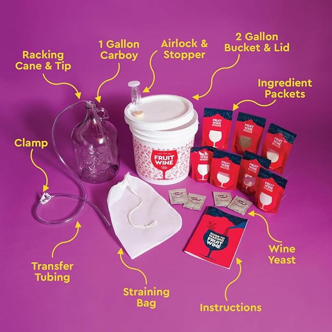 Craft A Brew - Fruit Wine Making Kit - Easy for Beginners - At Home Wine Making Kit - Includes Ingredients & Reusable Equipment - Use Any Fresh, Frozen or Fruit Juice - Makes Up to 20 1-gallon Batches