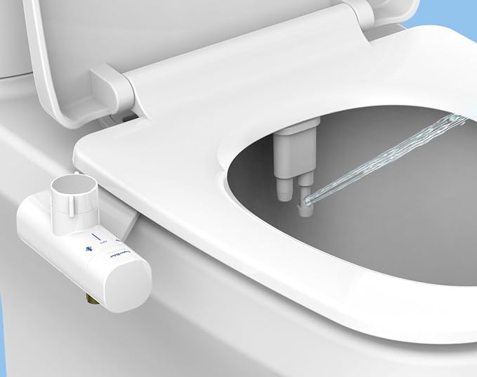 – Quality bidet attachment, elegant design | Dual nozzle for front and rear fresh water wash. Non-electric and retractable sprayers. Ultra-slim and easy to fit.