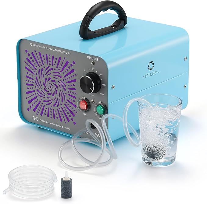Airthereal Bundle | MA25L Ozone Generator and 4 Tubes and Diffuser Stones for Water and Air - High Capacity Ozone Machine for Odor Removal - Covers up to 4000 sq. ft.
