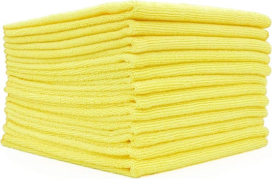 The Rag Company - All-Purpose Microfiber Terry Cleaning Towels - Commercial Grade, Highly Absorbent, Lint-Free, Streak-Free, Kitchens, Bathrooms, Offices, 300gsm, 16in x 16in, Yellow (12-Pack)