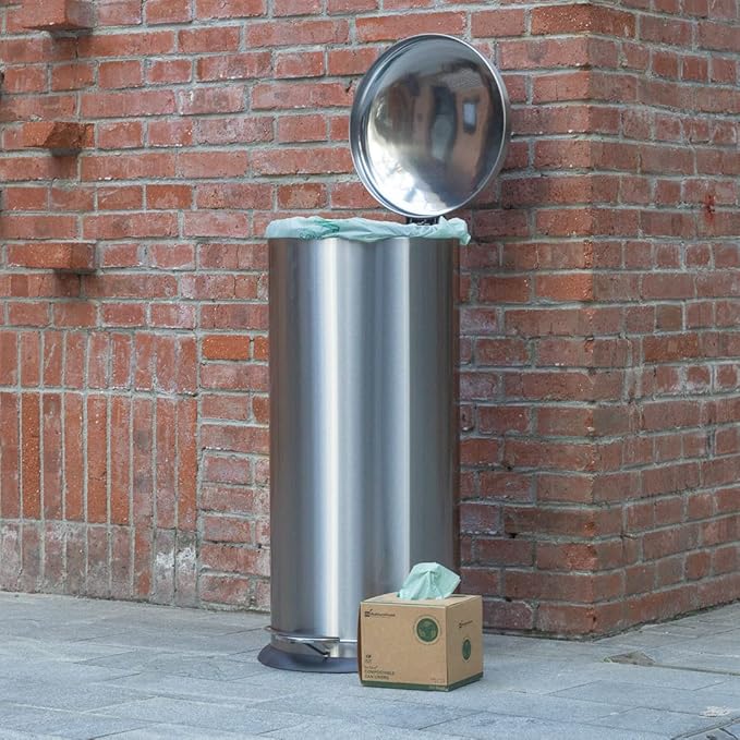 Restaurantware-RW Eco 8 Gallon Biodegradable Garbage Bags, 100 Compostable Trash Bags - Star Seal Bottom, Won't Tear Or Leak, Green Plastic Trash Can Liners, BPI-Certified, For Office And Homes