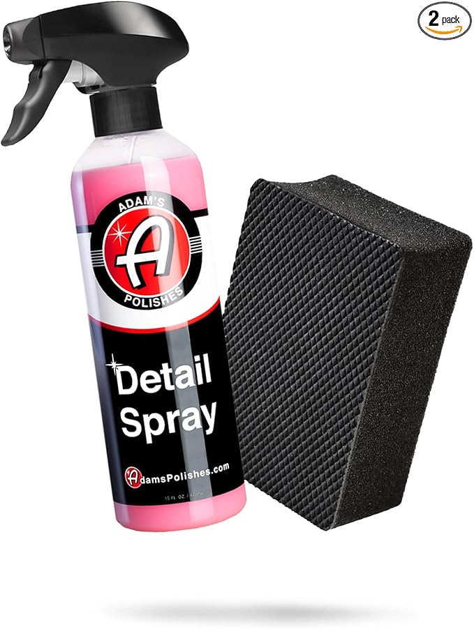 Adam's Polishes Detail Spray & Clay Block Kit- Reusable Hybrid Clay Bar Sponge that Removes Embedded Residues Like Brake Dust, Paint Overspray, & Industrial Fallout from Your Car, Truck, Van, or RV