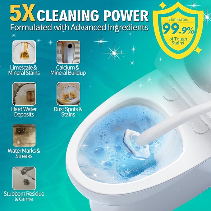 100 Count Toilet Bowl Wand Refills,Disposable Toilet Brush Heads,Cleaner Refill Pads Compatible with Clorox,No Falling Apart,Bathroom Cleaning,Unscented