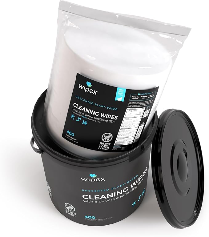 Wipex Fitness Sanitizing Wipes, 400ct Refill Rolls for Dispensers, Safe Sanitizing BZK and Aloe Vera, Unscented, Fits all Commercial Dispensers, (Refills Only - Antibacterial, 400 Count)