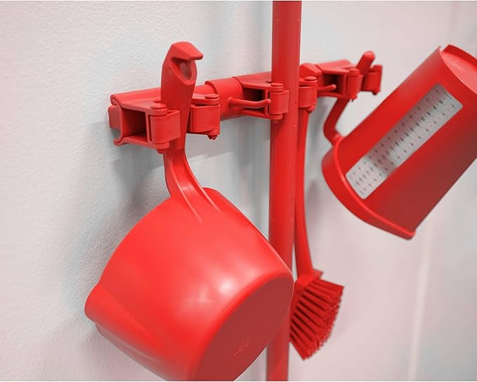 Vikan 10115 Hi-Flex Wall Bracket, 3 Grip Holders, 2 Hooks 16.5", PP/TPE/PAI, White